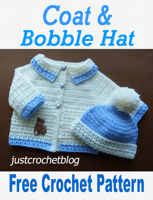 crochet coat and bobble hat