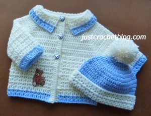 crochet coat- bobble hat
